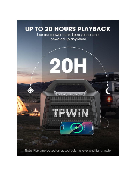 Altavoz Bluetooth TPWIN-S01 80W Portátil Impermeable 20H