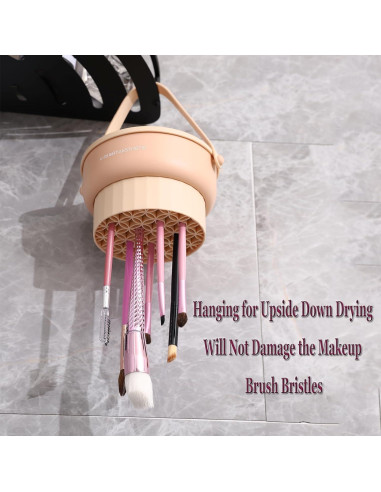 Alfombrilla de limpieza de brochas 3 en 1 UPTOZOBLY Caqui