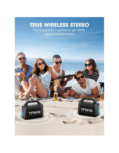 Altavoz Bluetooth TPWIN-S01 80W Portátil Impermeable 20H