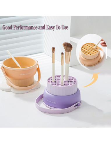 Alfombrilla de limpieza de brochas 3 en 1 UPTOZOBLY Caqui