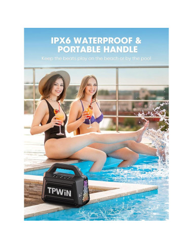 Altavoz Bluetooth TPWIN-S01 80W Portátil Impermeable 20H