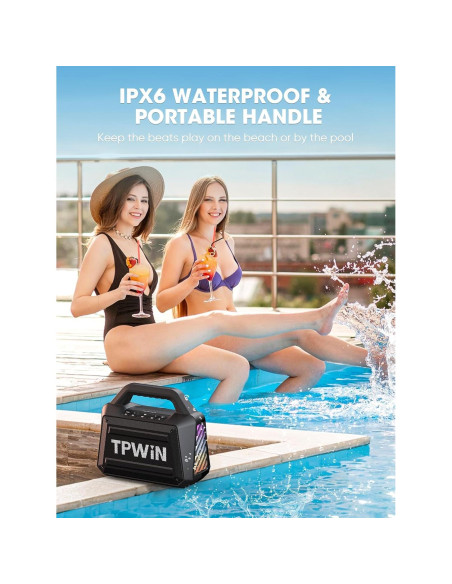 Altavoz Bluetooth TPWIN-S01 80W Portátil Impermeable 20H