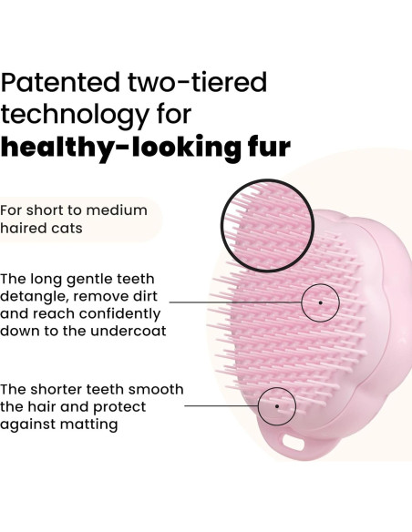 Cepillo Desenredador para Gatos Pet Teezer Rosa 10x8cm