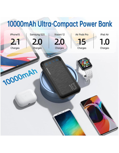 Cargador Portátil YOBON 10000mAh USB C 2 Salidas Rápidas