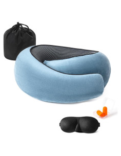 Almohada de Viaje Almalls Espuma Viscoelástica Azul Compacta