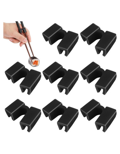 8 Ayudantes Reutilizables para Palillos TIESOME Negro