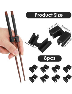 8 Ayudantes Reutilizables para Palillos TIESOME Negro 2