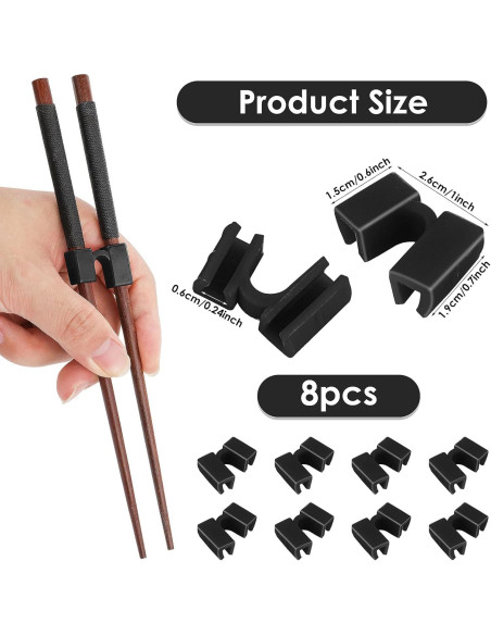 8 Ayudantes Reutilizables para Palillos TIESOME Negro