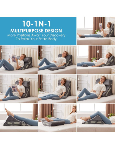 Juego de 3 almohadas en cuña MEGCXIT para soporte y descanso