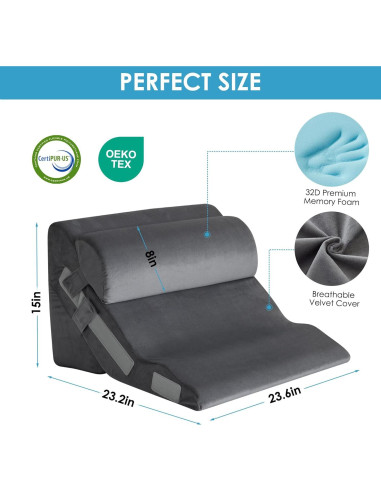Juego de 3 almohadas en cuña MEGCXIT para soporte y descanso