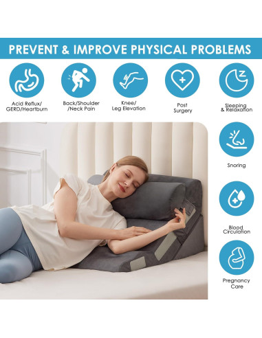 Juego de 3 almohadas en cuña MEGCXIT para soporte y descanso