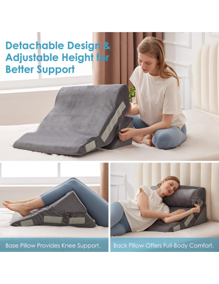 Juego de 3 almohadas en cuña MEGCXIT para soporte y descanso Juego de 3 almohadas en cuña MEGCXIT para soporte y descanso