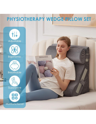 Juego de 3 almohadas en cuña MEGCXIT para soporte y descanso