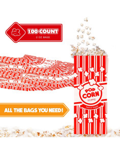 Bolsas de Palomitas de Papel Poppy - 100 Unidades 2 oz 2