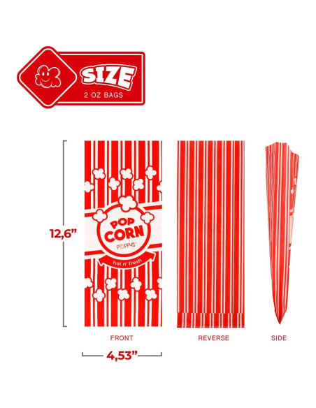 Bolsas de Palomitas de Papel Poppy - 100 Unidades 2 oz