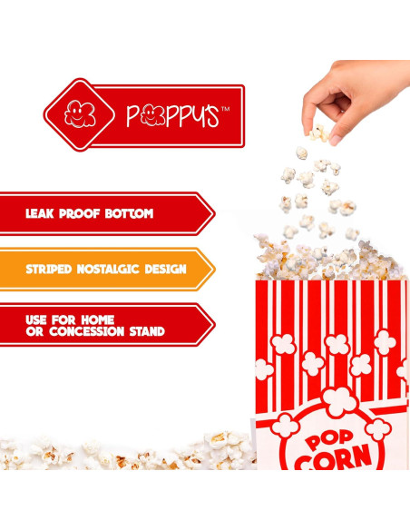 Bolsas de Palomitas de Papel Poppy - 100 Unidades 2 oz
