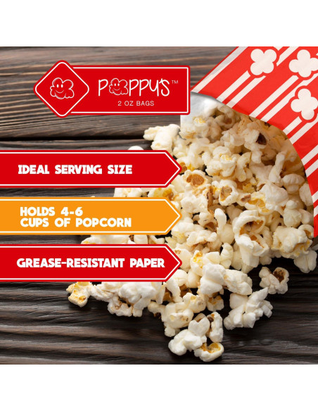 Bolsas de Palomitas de Papel Poppy - 100 Unidades 2 oz