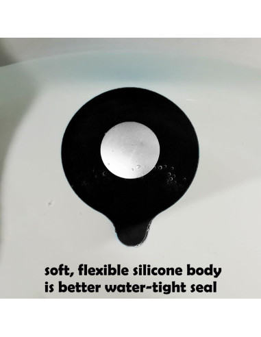 Tapón de desagüe de baño Seatery 12.7 cm silicona negro