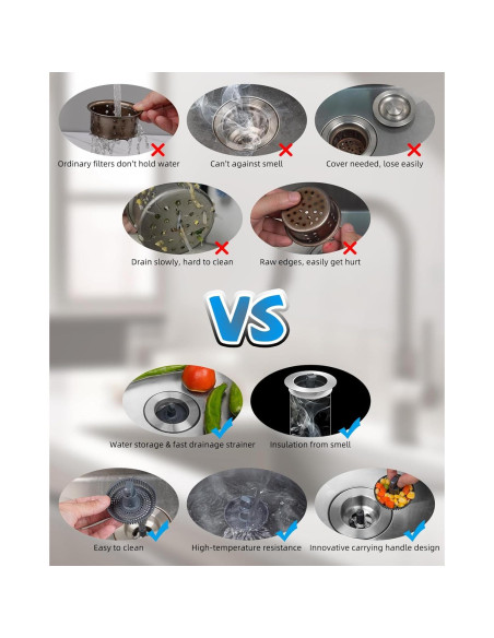 Colador y Tapón de Drenaje Hibbent Acero Inoxidable 3 en 1 8.9 cm