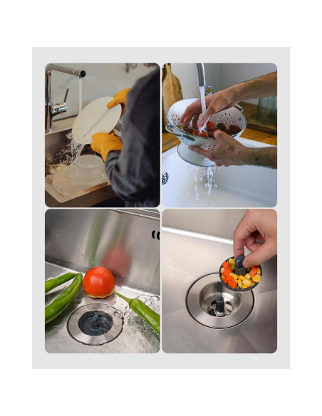 Colador y Tapón de Drenaje Hibbent Acero Inoxidable 3 en 1 8.9 cm