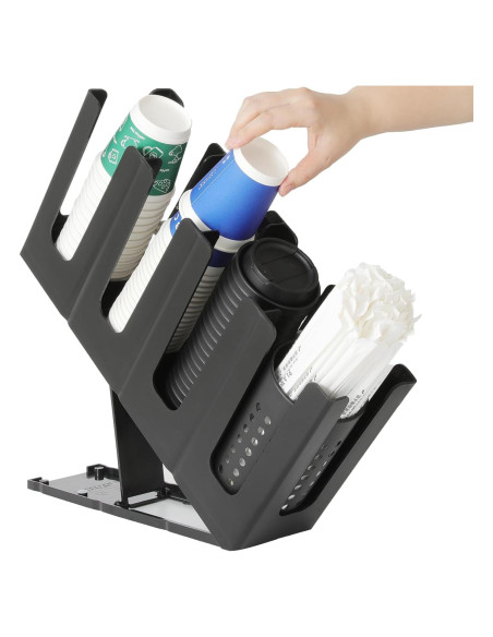 Dispensador de Tazas de Café RQF Negro con 4 Compartimentos