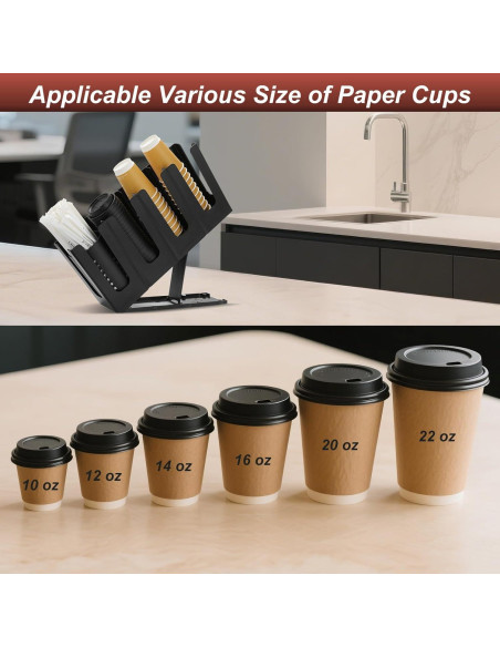 Dispensador de Tazas de Café RQF Negro con 4 Compartimentos