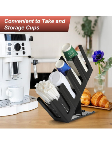 Dispensador de Tazas de Café RQF Negro con 4 Compartimentos