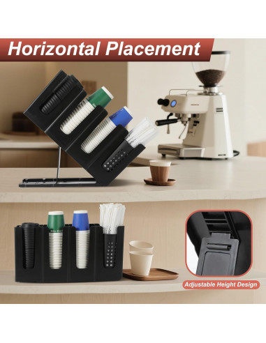 Dispensador de Tazas de Café RQF Negro con 4 Compartimentos