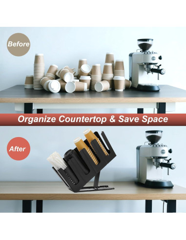 Dispensador de Tazas de Café RQF Negro con 4 Compartimentos