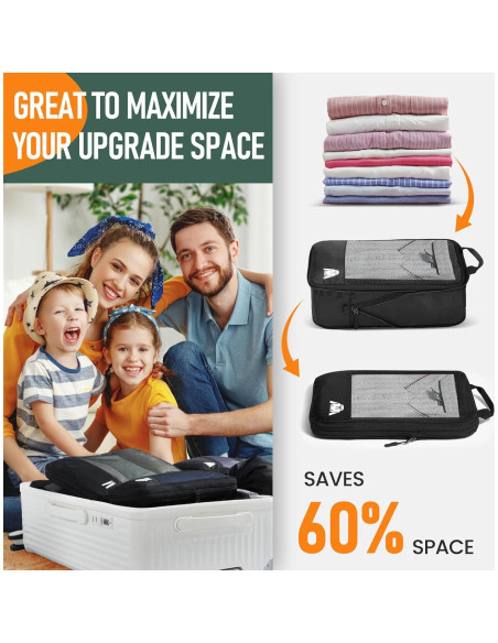 Juego de 6 Cubos de Compresión Samfolk para Viajes - Negro