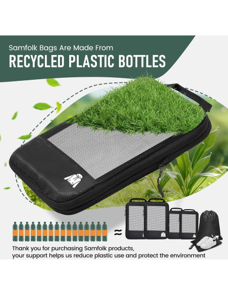 Juego de 6 Cubos de Compresión Samfolk para Viajes - Negro