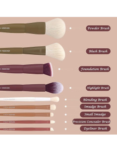 Set de Pinceles de Maquillaje EIGSHOW 9 Piezas Sintéticas 2