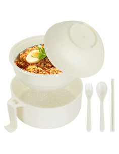 Juego de Tazones de Ramen UUGLAM 0.95 L para Microondas Beige