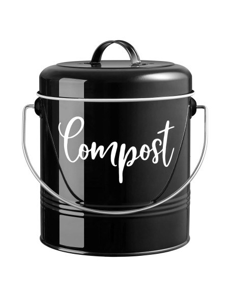Contenedor de Compost de Cocina DAYYET 1.3 Galones Negro