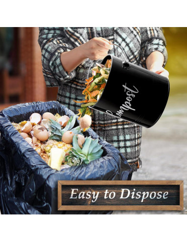 Contenedor de Compost de Cocina DAYYET 1.3 Galones Negro