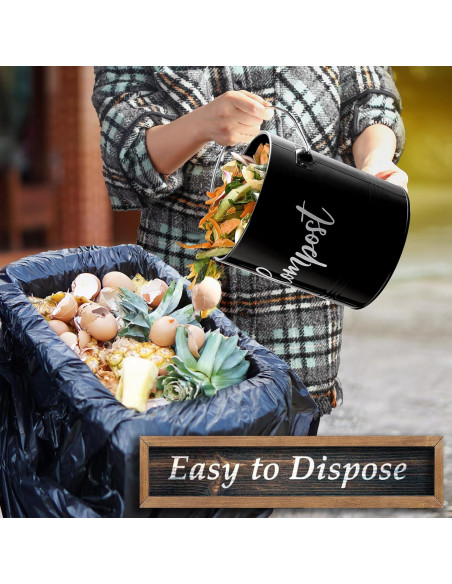 Contenedor de Compost de Cocina DAYYET 1.3 Galones Negro