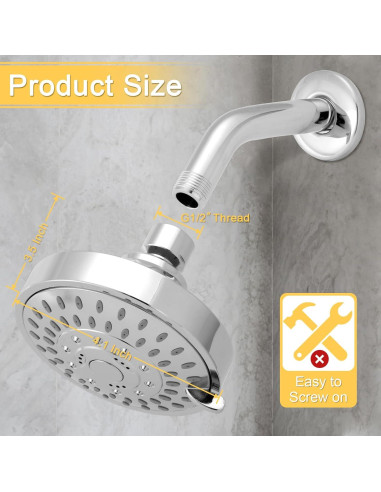 Cabezal de Ducha AISOSO 4.1" Alta Presión 5 Modos Cromo