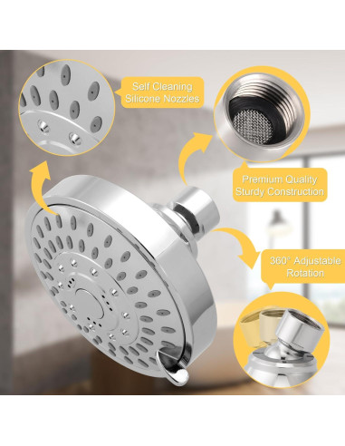 Cabezal de Ducha AISOSO 4.1" Alta Presión 5 Modos Cromo