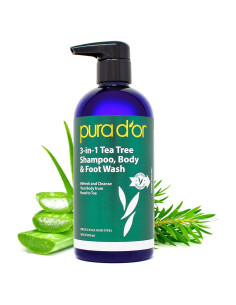 Champú 3-en-1 PURA D'OR 473 ml - Árbol de Té y Aloe Vera