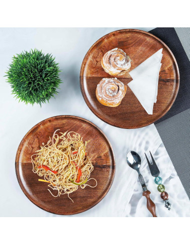 Juego de 2 Platos Redondos de Madera de Mango Crocon 28 cm