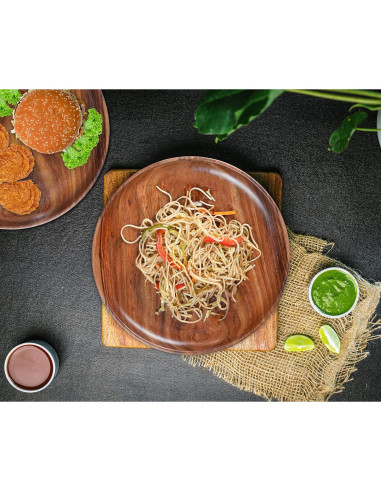 Juego de 2 Platos Redondos de Madera de Mango Crocon 28 cm