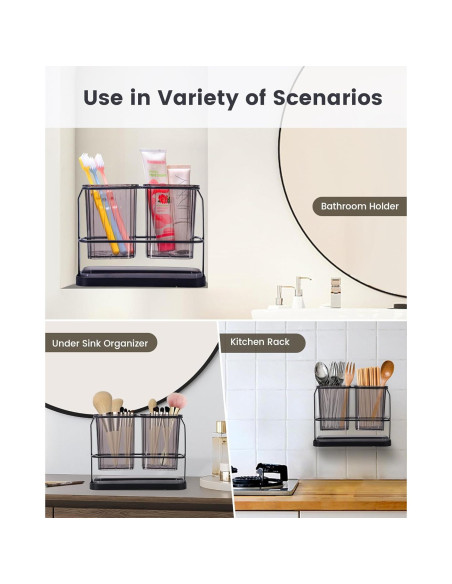 Soporte de Cepillos de Dientes KONE Negro Montado en Pared