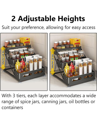Organizador de Especias Plegable Ceetug 3 Niveles Negro