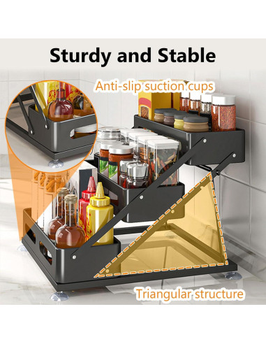 Organizador de Especias Plegable Ceetug 3 Niveles Negro