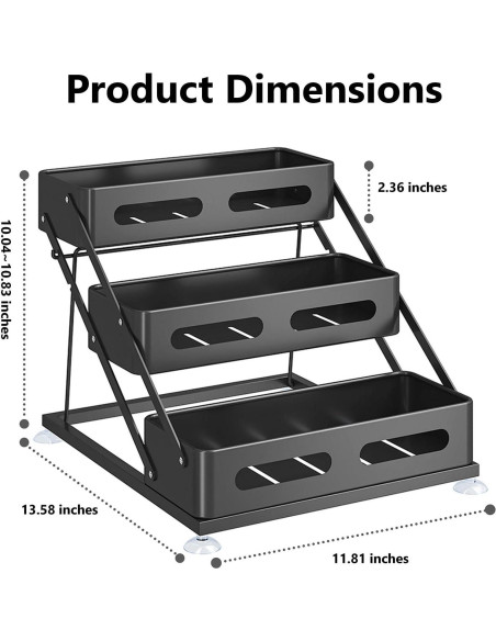 Organizador de Especias Plegable Ceetug 3 Niveles Negro