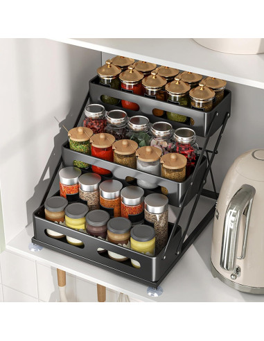 Organizador de Especias Plegable Ceetug 3 Niveles Negro
