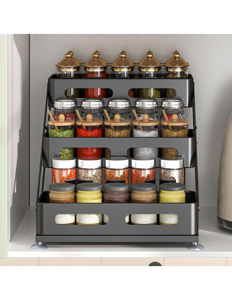 Organizador de Especias Plegable Ceetug 3 Niveles Negro