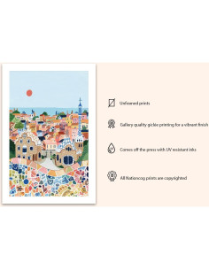 Póster de Arte de Viaje Barcelona Park Güell 28x23 cm Sin Marco 2