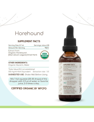 Tintura Orgánica de Horehound HerbEra 59 ml - Extracto Sin Alcohol