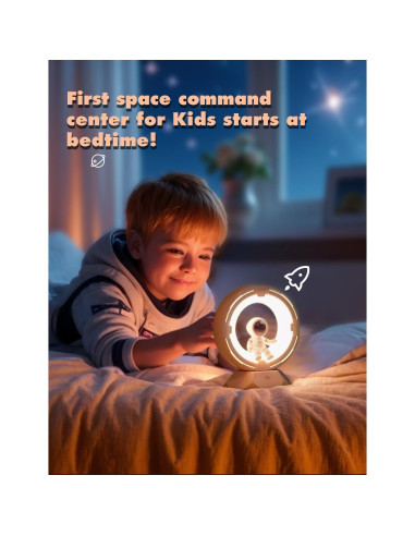 Luz Nocturna Astronauta ILLUMYN Rosa Recargable Táctil 9 Niveles